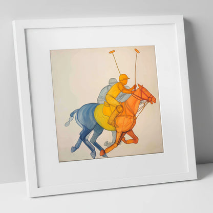 Rhythm of the Chukka polo horse art print in white frame