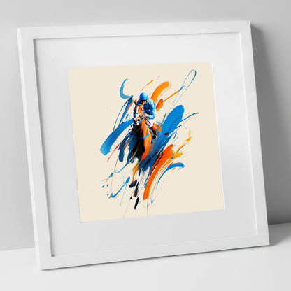 Sprint to the Wire racing horse art print in white frame