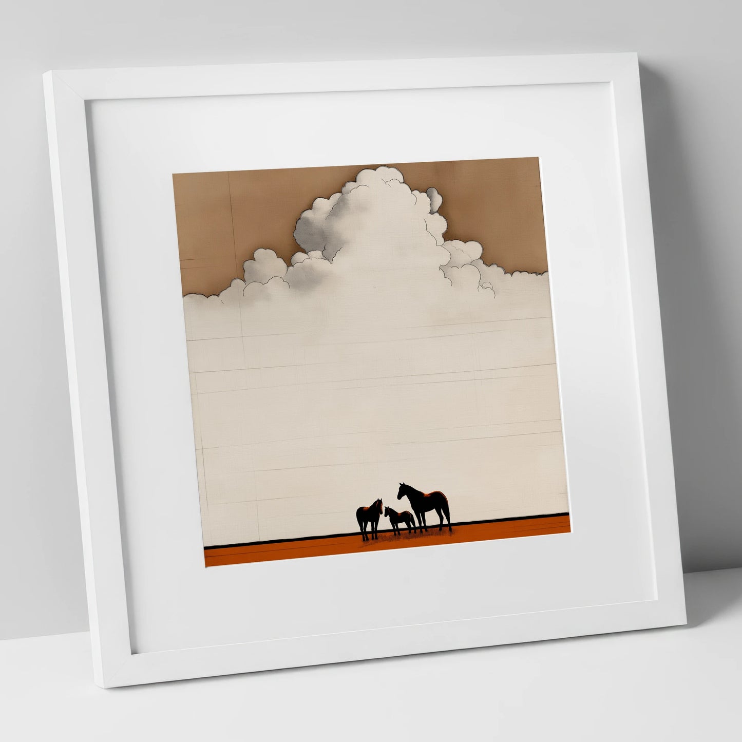 Under the Endless Sky horse landscape art print in white frame