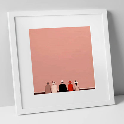 Anticipation at the Rails racing horse art print in white frame