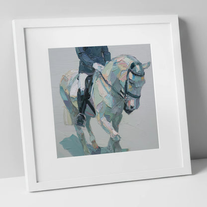 Collected In Pastel dressage horse art print in white frame