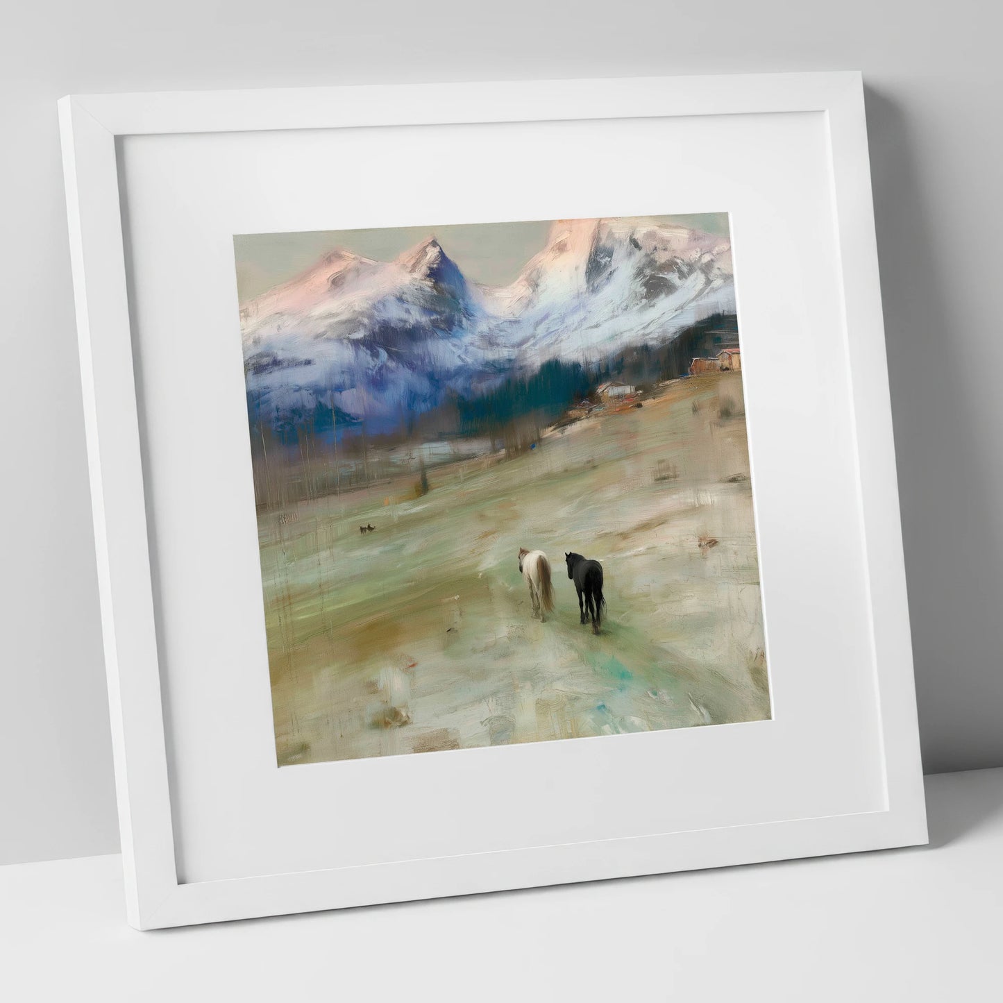 Journey to the Foothills horse landscape art print in white frame