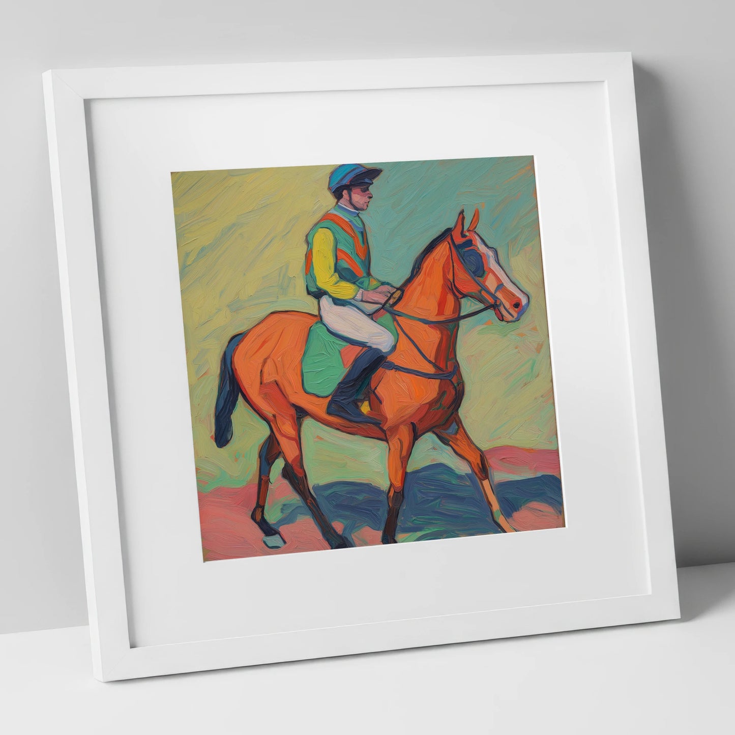 The Colour of Racing racing horse art print in white frame