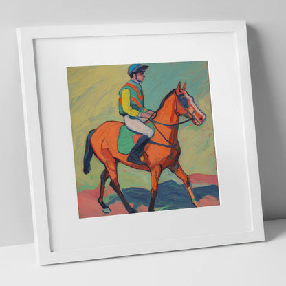 The Colour of Racing racing horse art print in white frame