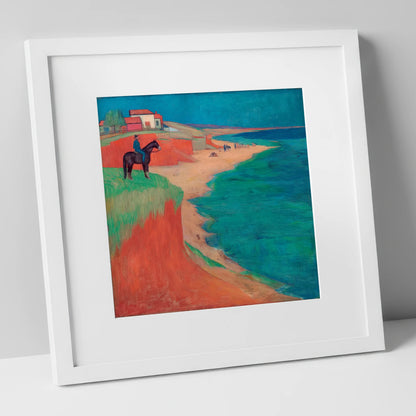 The Coastal Vantage horse landscape art print in white frame