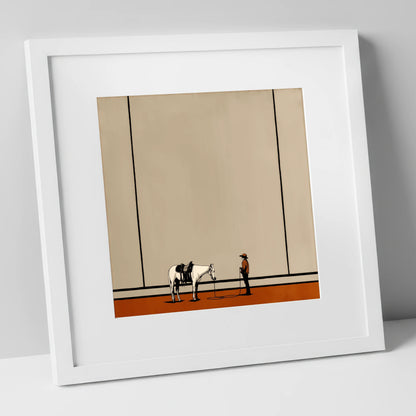 Quiet Western Connection western horse art print in white frame