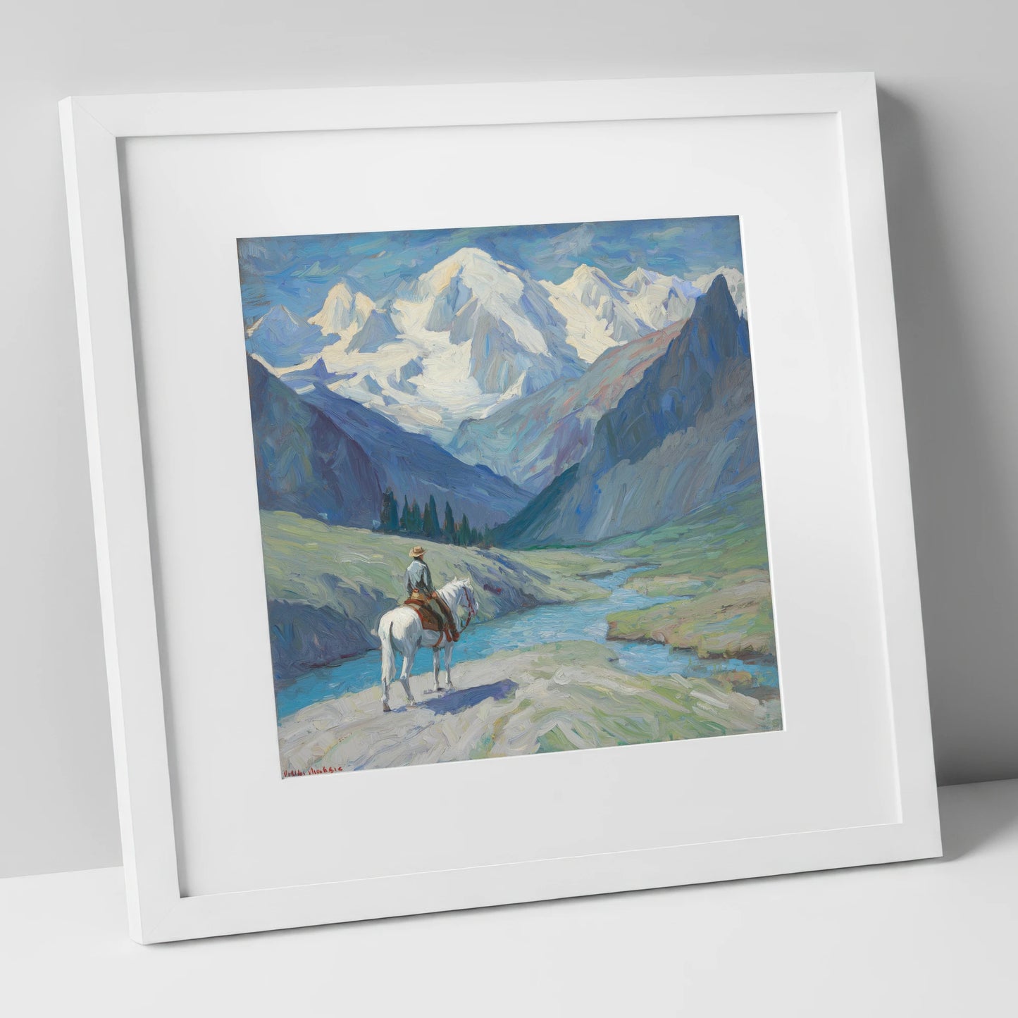 Into the High Country horse landscape art print in white frame