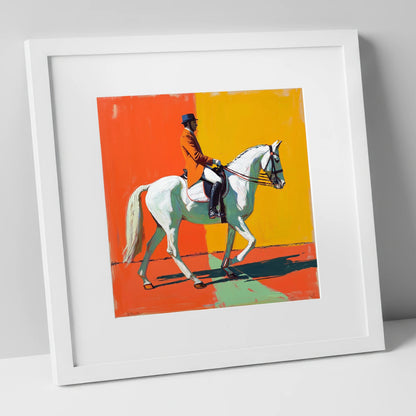 Rhythm In Colour dressage horse art print in white frame