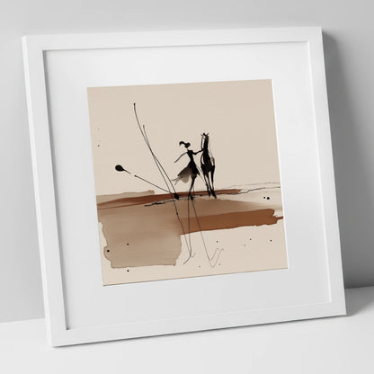 Fluid Harmony horse & rider art print in white frame