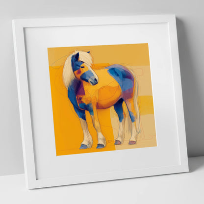 Vibrant Native Spirit horse breed art print in white frame