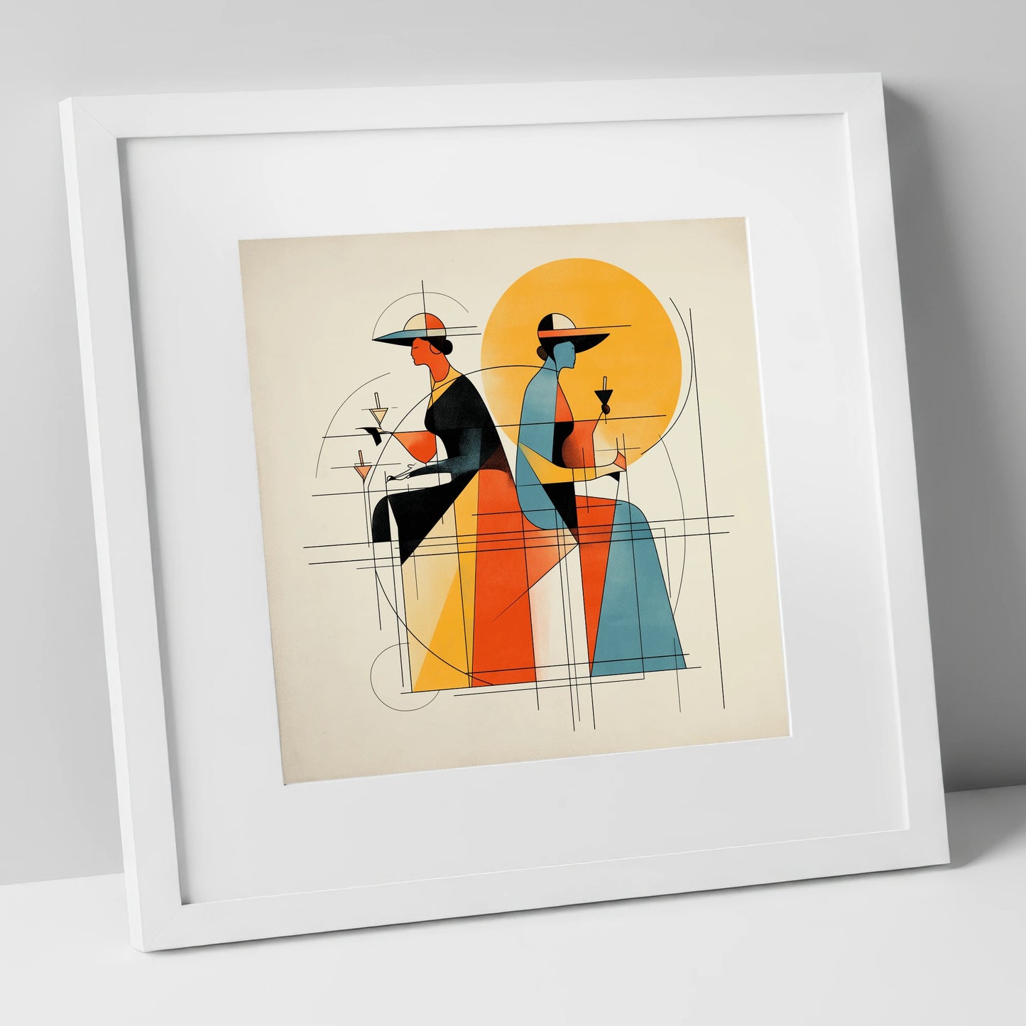 Race Day Elegance racing horse art print in white frame