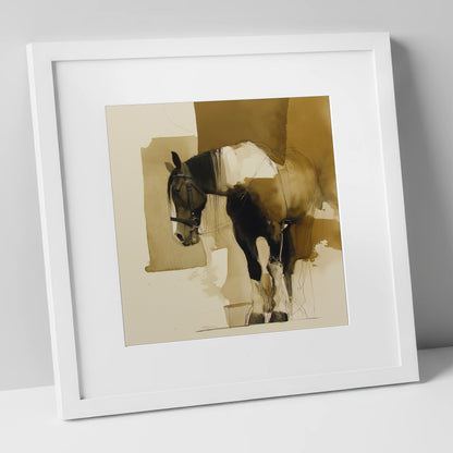 Earthy Equine Profile horse breed art print in white frame