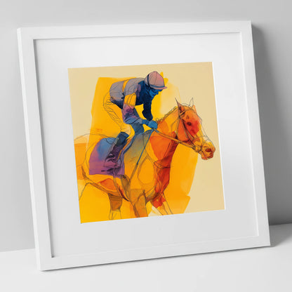The Final Furlong racing horse art print in white frame