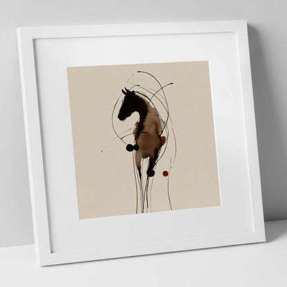 Fluid Ink Equine Portrait horse portrait art print in white frame