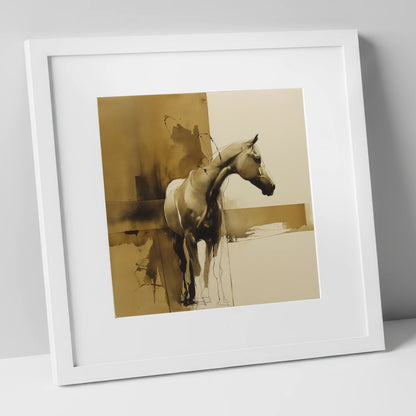 Umber Equine Grace horse breed art print in white frame