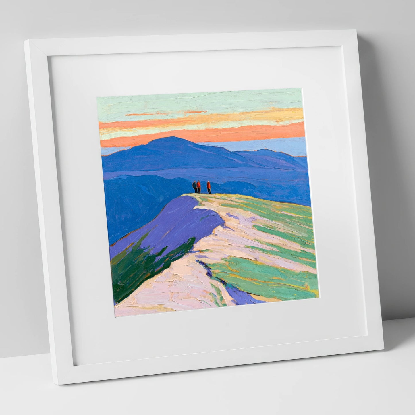Hilltop Horizon horse landscape art print in white frame