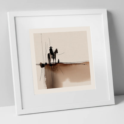 Frontier Silhouette western horse art print in white frame