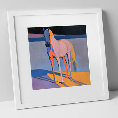 Vivid Painted Arabian Horse horse breed art print in white frame