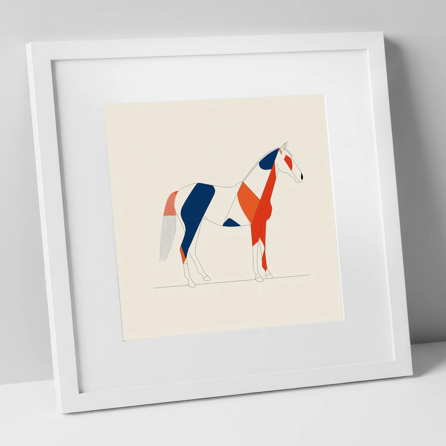 Bold Equine Profile horse breed art print in white frame