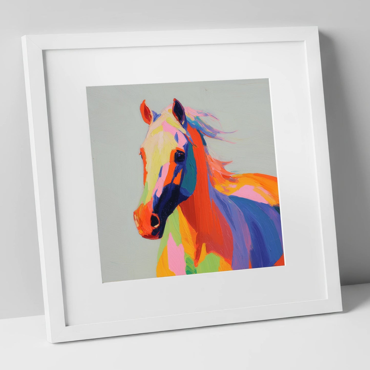 Vivid Equine Spirit horse breed art print in white frame