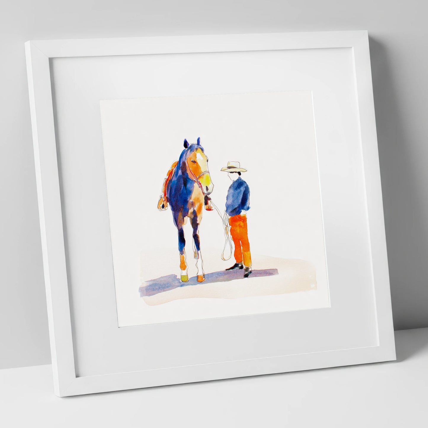 Vivid Western Partnership western horse art print in white frame