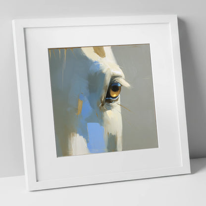 Gilded Gaze Portrait horse portrait art print in white frame