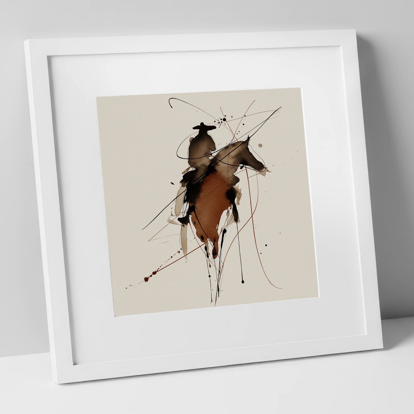 Shadows of the West western horse art print in white frame