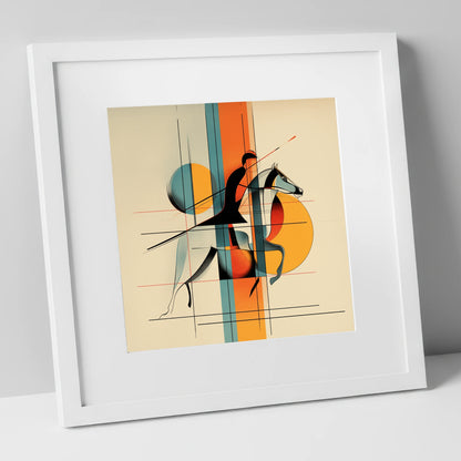 Structured Stride racing horse art print in white frame