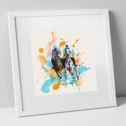 Mid-Chukka Clash polo horse art print in white frame
