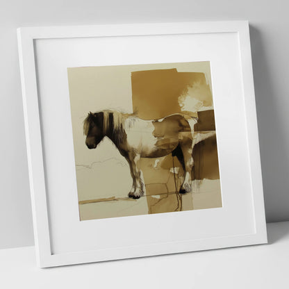 Earthy Cob Profile horse breed art print in white frame