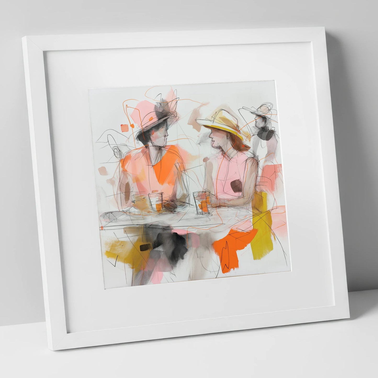 Between Races racing horse art print in white frame