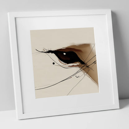 Soulful Equine Gaze horse portrait art print in white frame