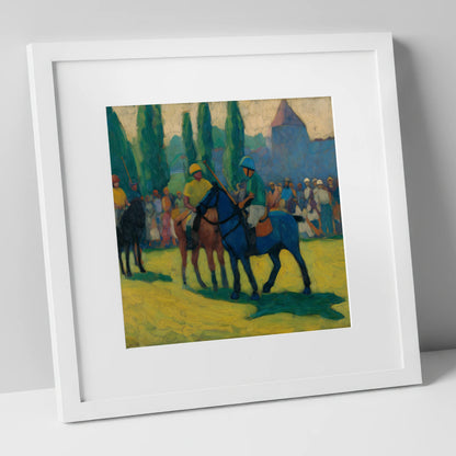Before the Chukka polo horse art print in white frame