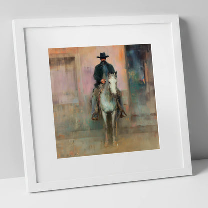 Sentinel of the West western horse art print in white frame
