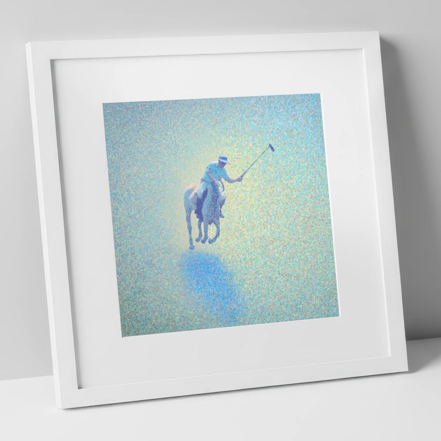 Ethereal Polo Chukka polo horse art print in white frame