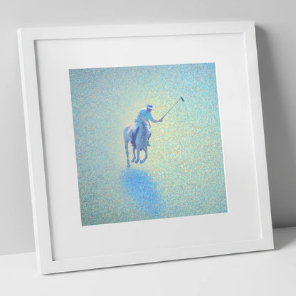 Ethereal Polo Chukka polo horse art print in white frame