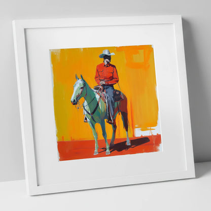 The Bright Frontier western horse art print in white frame