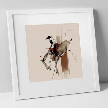 Raw Western Energy western horse art print in white frame