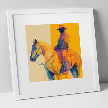 Vivid Western Contours western horse art print in white frame