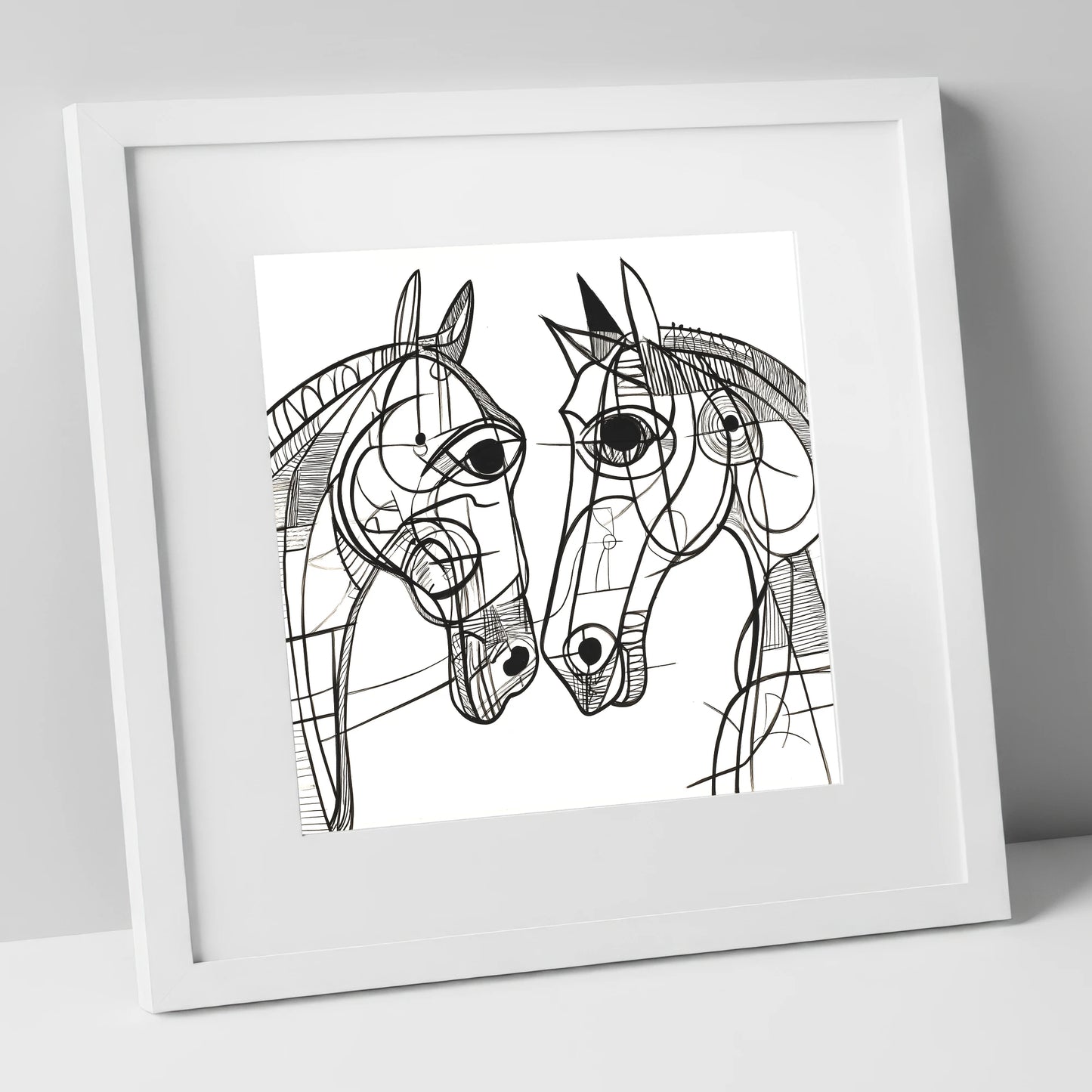 Structural Equine Bond horse portrait art print in white frame