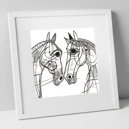 Structural Equine Bond horse portrait art print in white frame