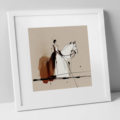 Timeless Connection horse & rider art print in white frame