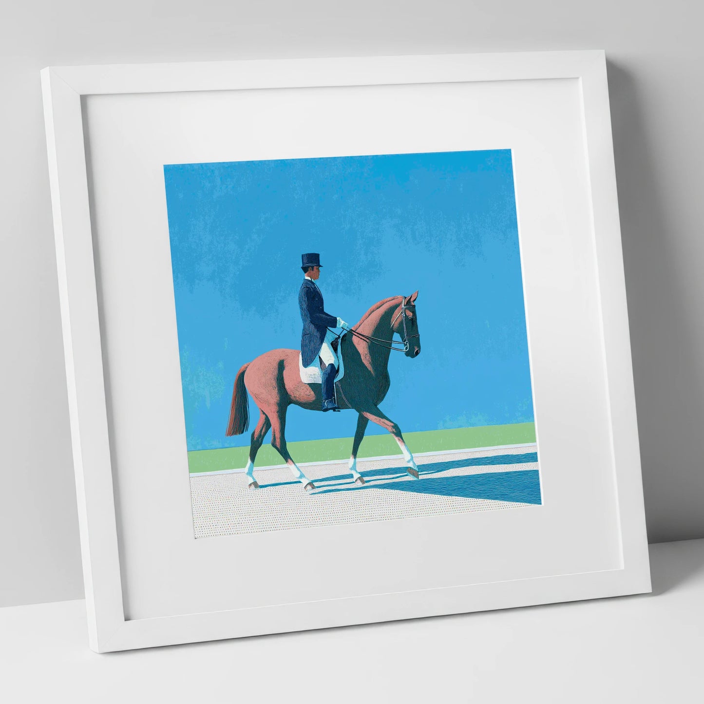 Collected Harmony dressage horse art print in white frame