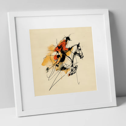 Vivid Leap show jumping horse art print in white frame
