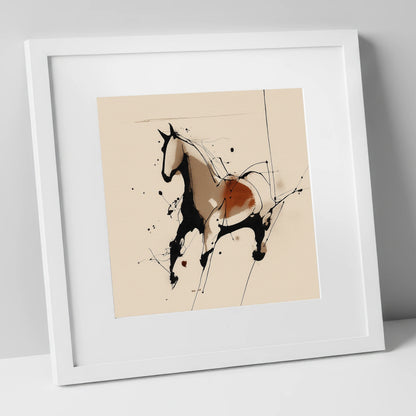 Dynamic Equine Form horse portrait art print in white frame