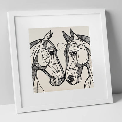 Structural Equine Bond horse portrait art print in white frame