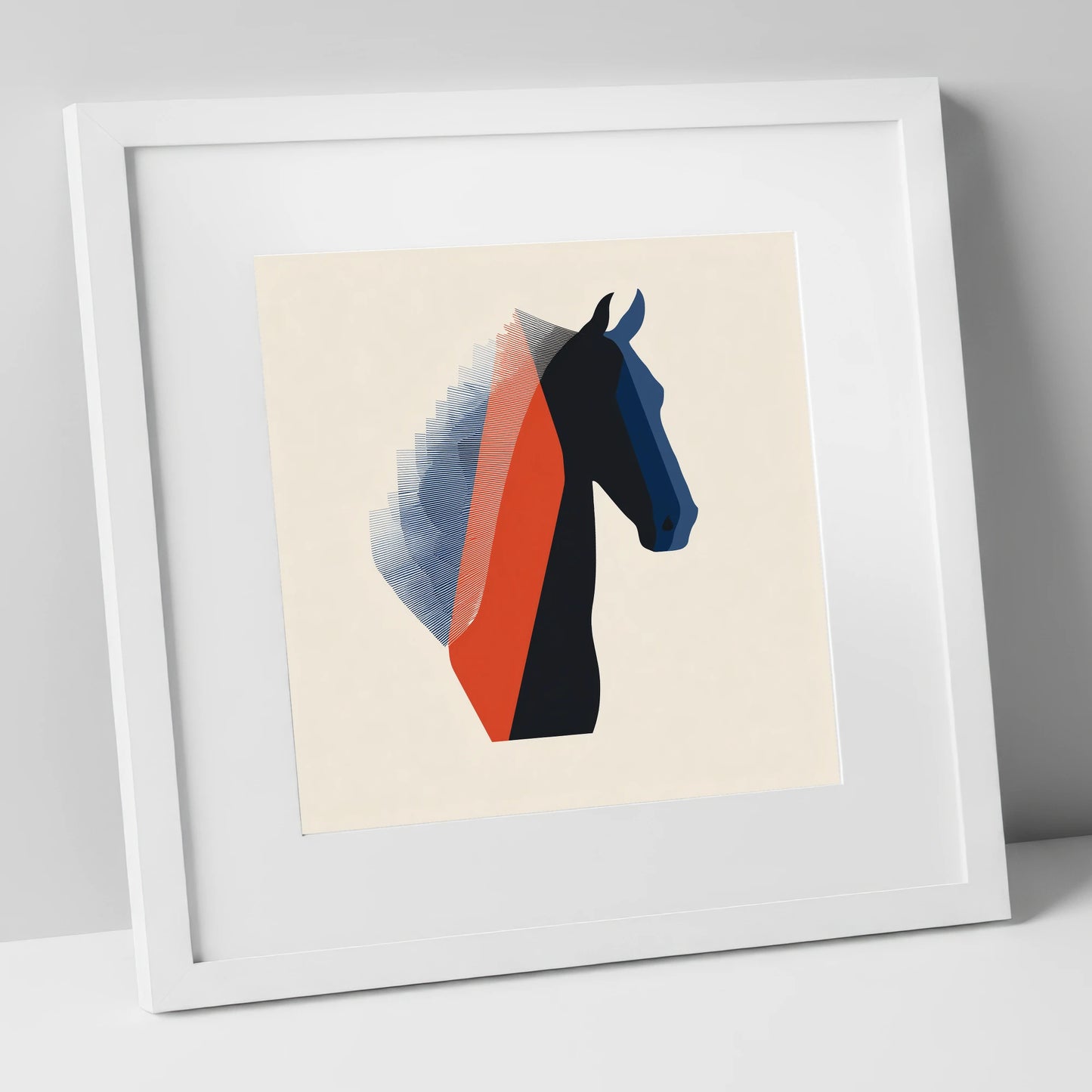 Graphic Equine Profile horse breed art print in white frame