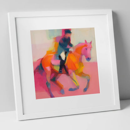 Abstract Dressage Rhythm dressage horse art print in white frame