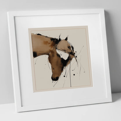 Unspoken Harmony horse & rider art print in white frame