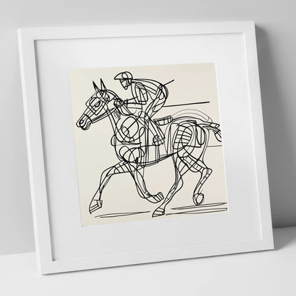 Linear Racing Form racing horse art print in white frame